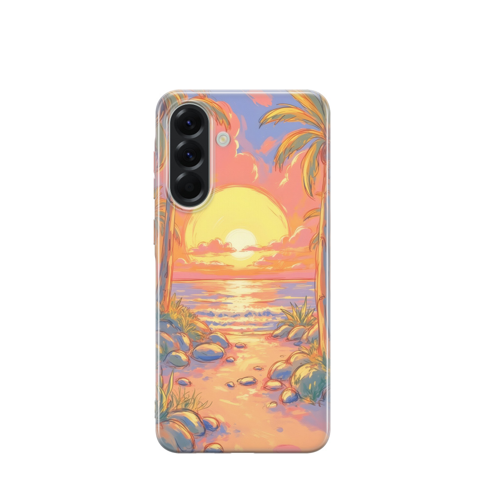 Samsung Galaxy A56 Gummi Hülle Aquarell Sommer 1 - Orange