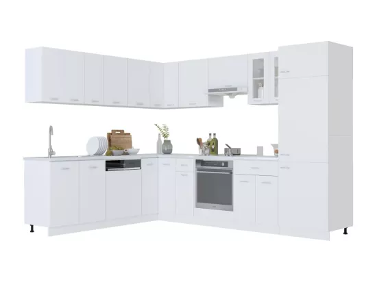 Ensemble de meubles de cuisine 14 pcs Blanc Aggloméré