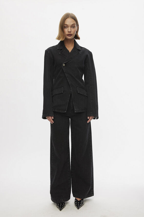 Oval Square Luxury Denim Blazer 0110 black washed