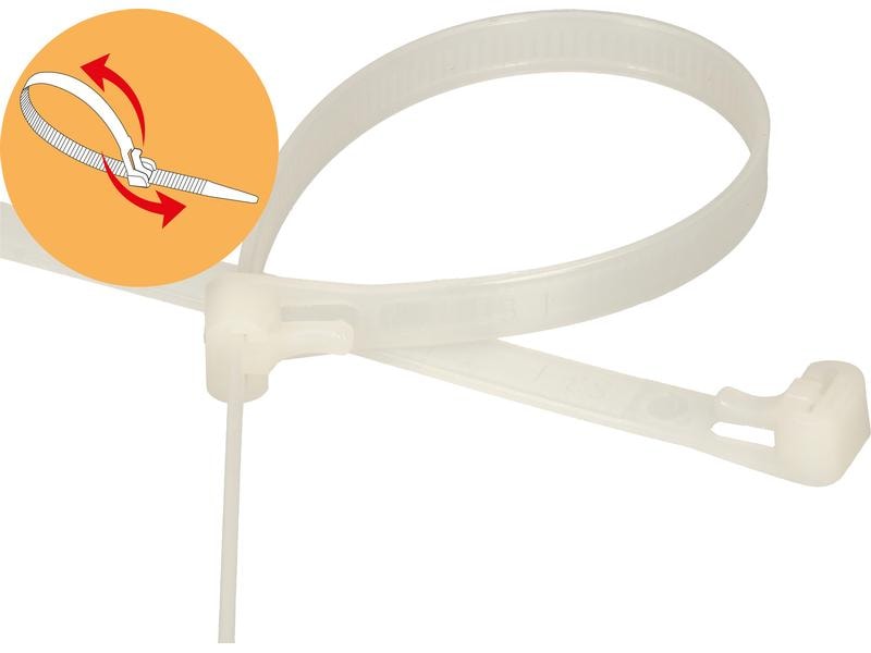 Max Hauri Kabelbinder 20 Stück Nature 200 mm x 7.5 mm Wiederverwendbare Kabelbinder