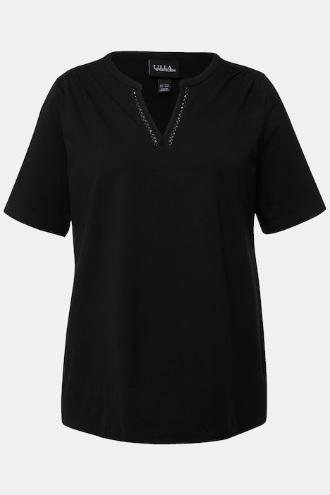 T-Shirt, Zierband, Tunika-Ausschnitt, Halbarm