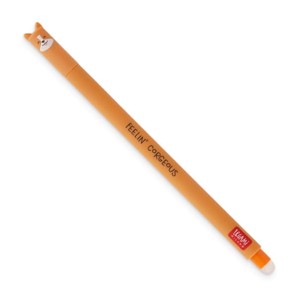 Erasable gel pen, Corgi, svart, gelpenn med blekk som kan viskes ut