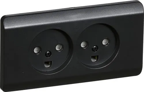 LAURITZ KNUDSEN Opus® 66 stikkontakt dobbelt 2 polet med jord, planforsinket koksgrå.