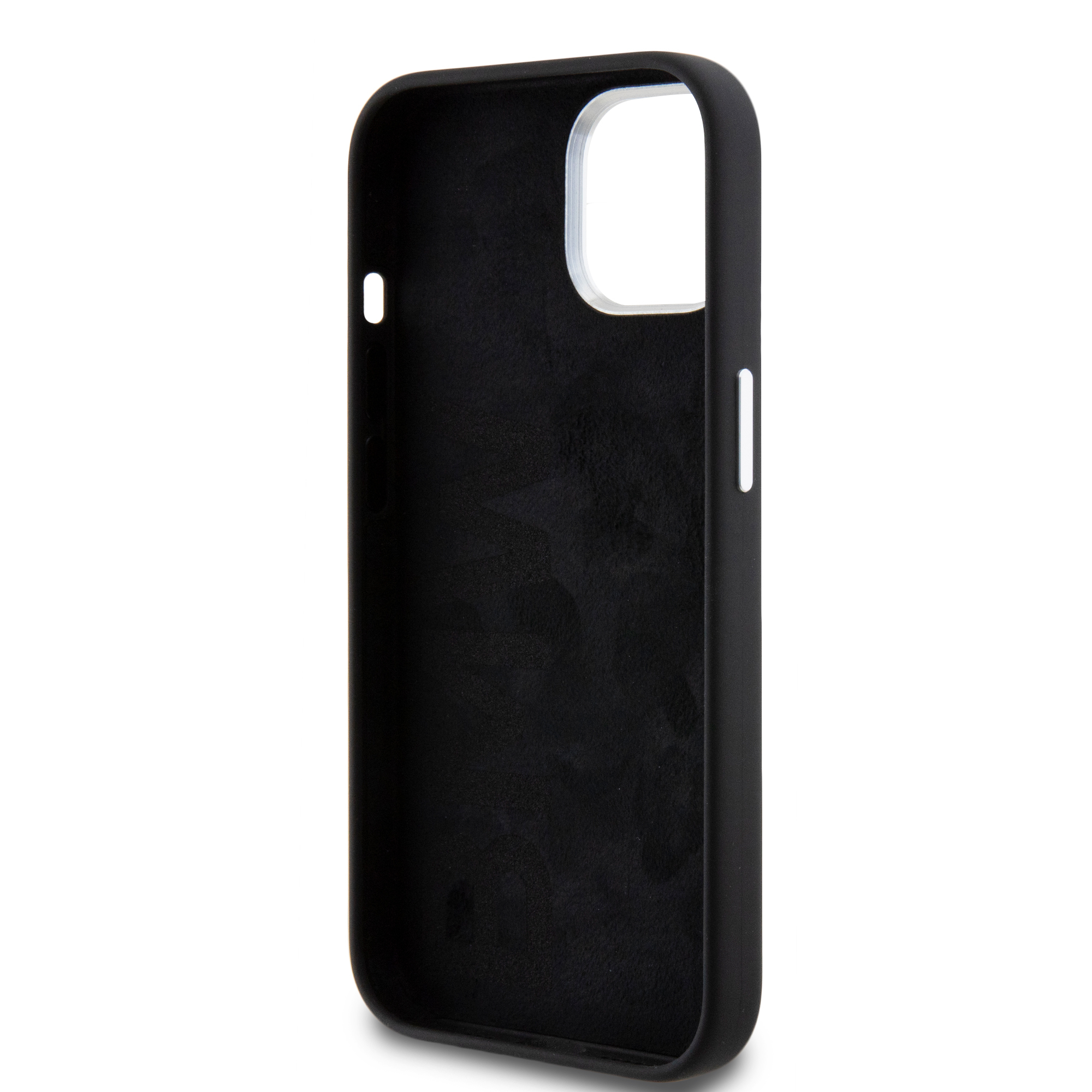 iPhone 15 MagSafe Silikon Hardcase Hülle Metall Logo (BMHMP15SSILBK2) - Schwarz