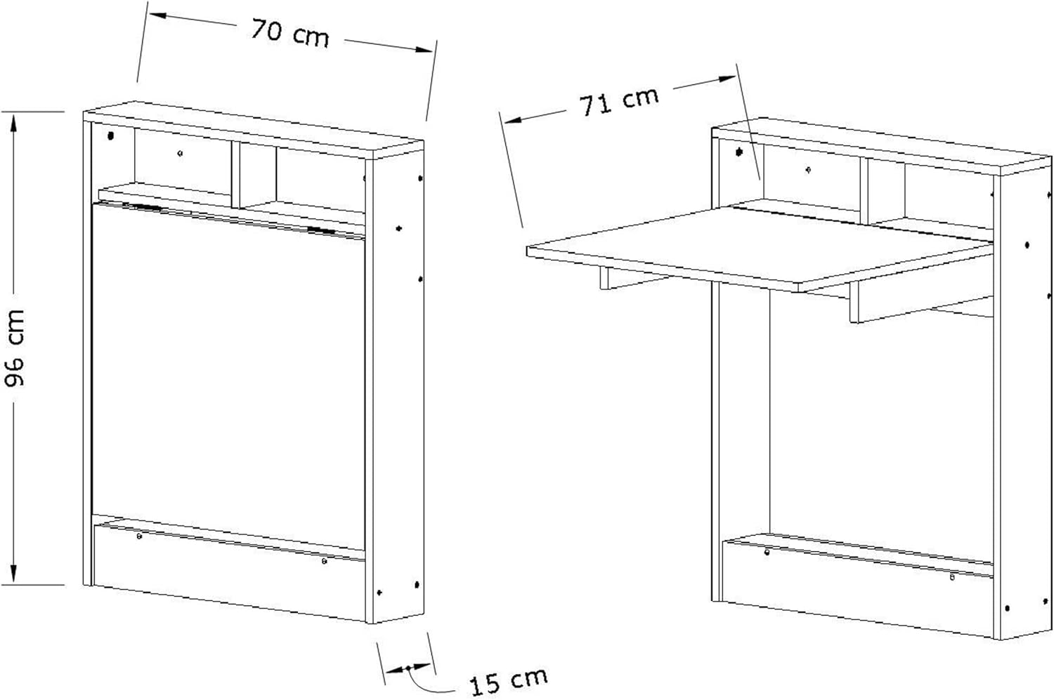 Menzzo Bekna Tisch, Eiche hell, L70 x P15 x H90 cm