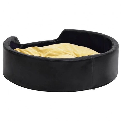 Cama VidaXL preta e laranja com almofada para cães e gatos.