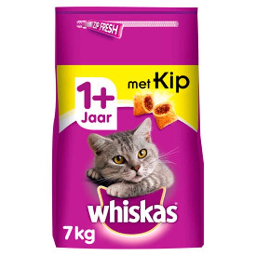 Whiskas 1  Adult Droge Brokjes - Kattenvoer - 7 Kilogram - kip