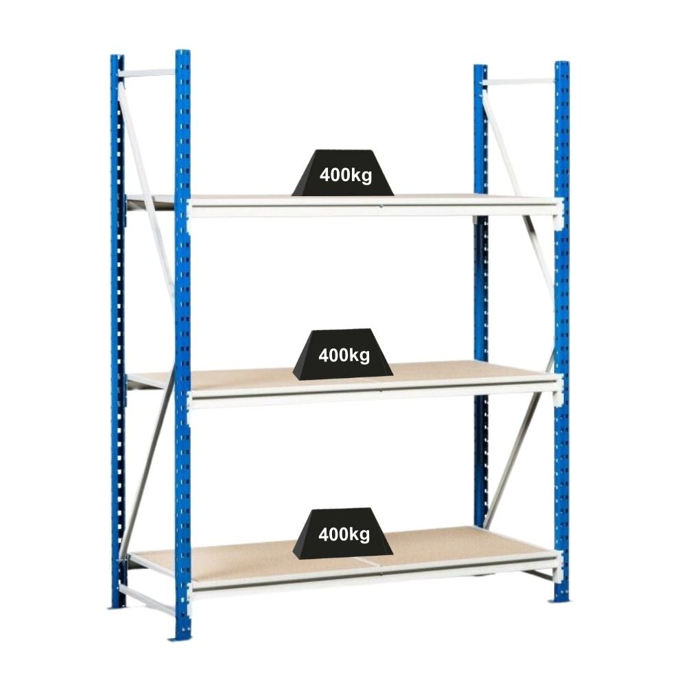 PROREGAL Breedspankast Maximus basiskast HxBxD 200 x 200 x 50 cm 3 legplanken Spaanplaat legplank draagvermogen 400 kg Lichtblauw & lichtgrijs