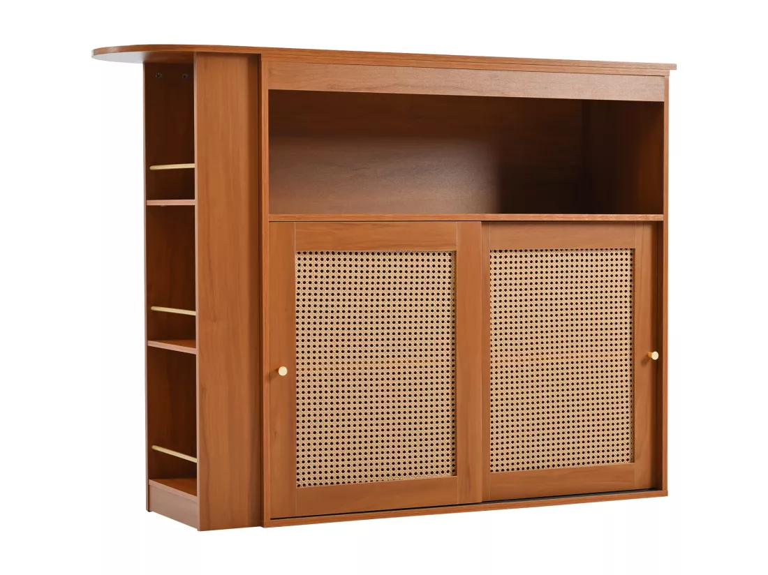 Buffet、Meuble de bar pivotant et escamotable - avec étagères réglables - charme vintage - Marron