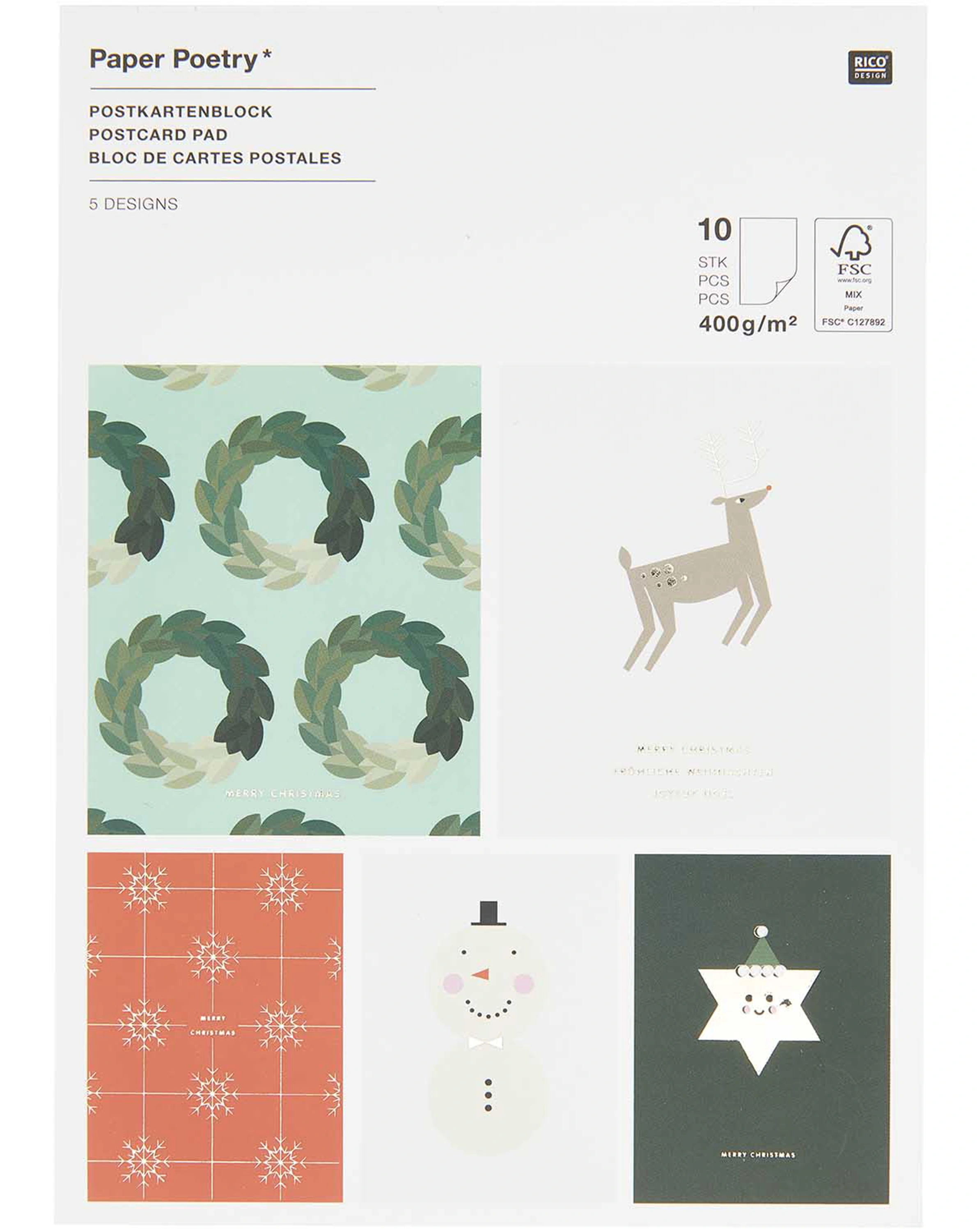 Postkartenblock I LOVE CHRISTMAS 10er-Set