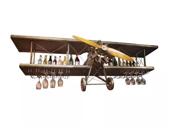 Demi-avion en fer avec support à verres