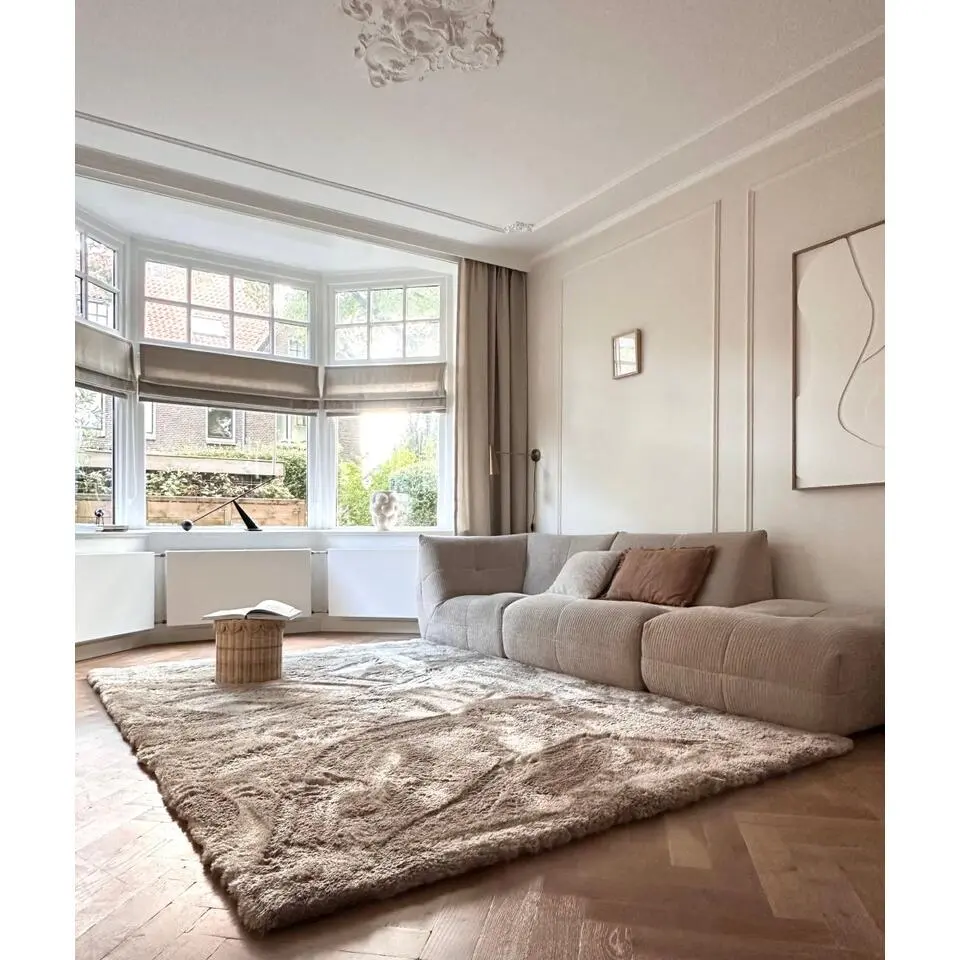 Interieur05 Hoogpolig vloerkleed Odelia beige/wit - 160 x 230 cm