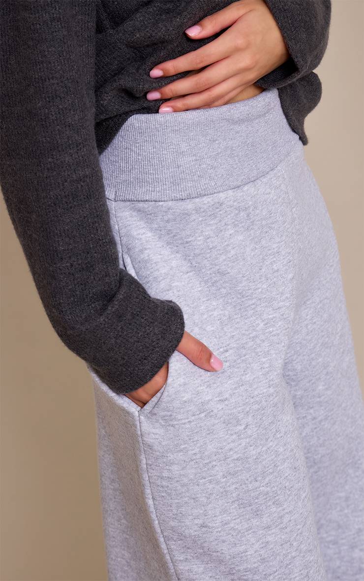 Gris Chiné Joggers À Taille Repliée Et Jambes Larges