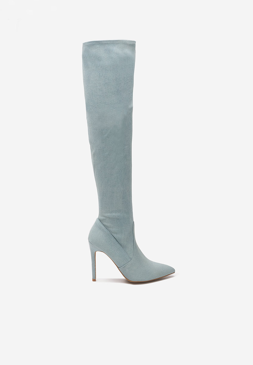 Bottes hautes à talon fin denim Omaria
