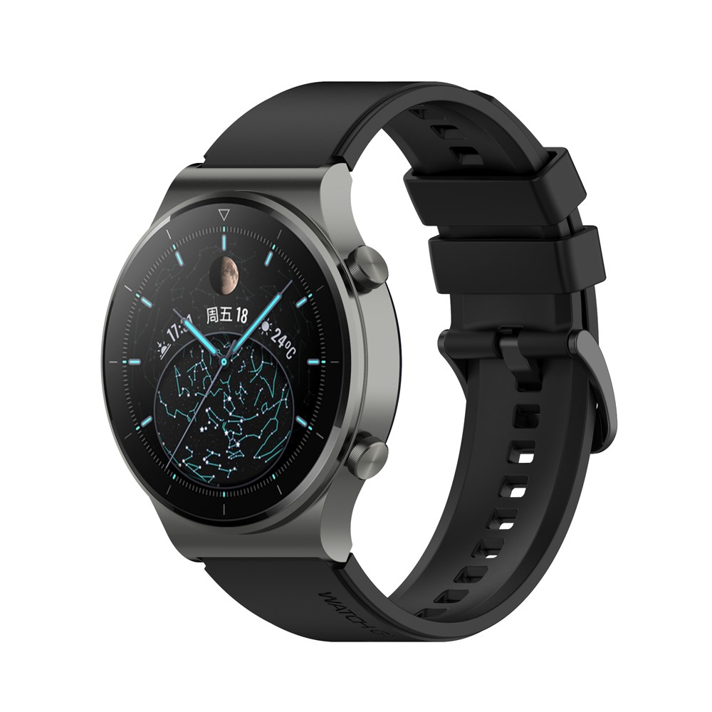 Huawei Watch GT Active (46mm) Ersatz Sport Silikon Armband Soft Touch (Gelenkumfang: 170-220mm) - Schwarz