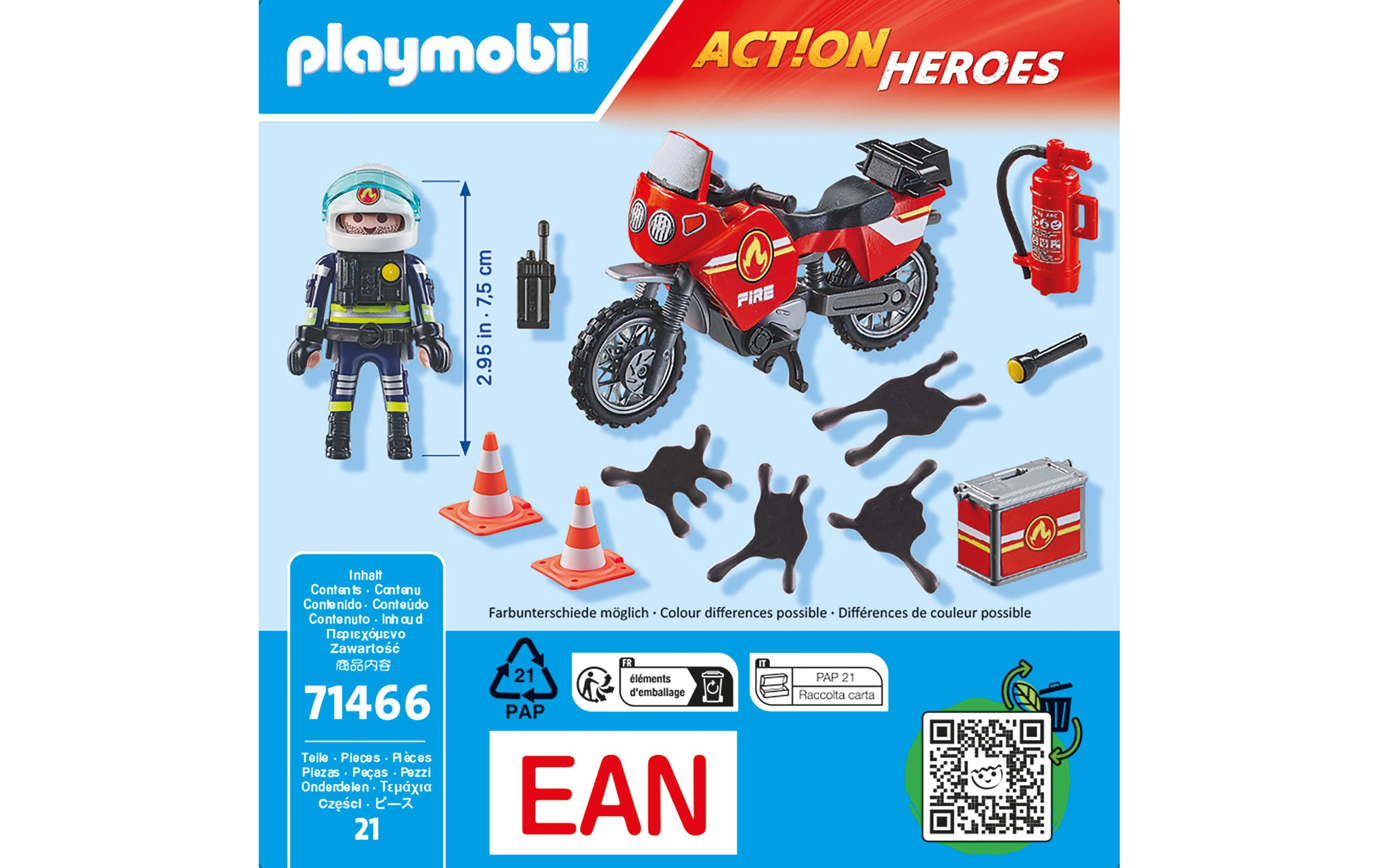 Action Heroes Feuerwehrmotorrad am Unfallort 71466Spielfiguren-Set