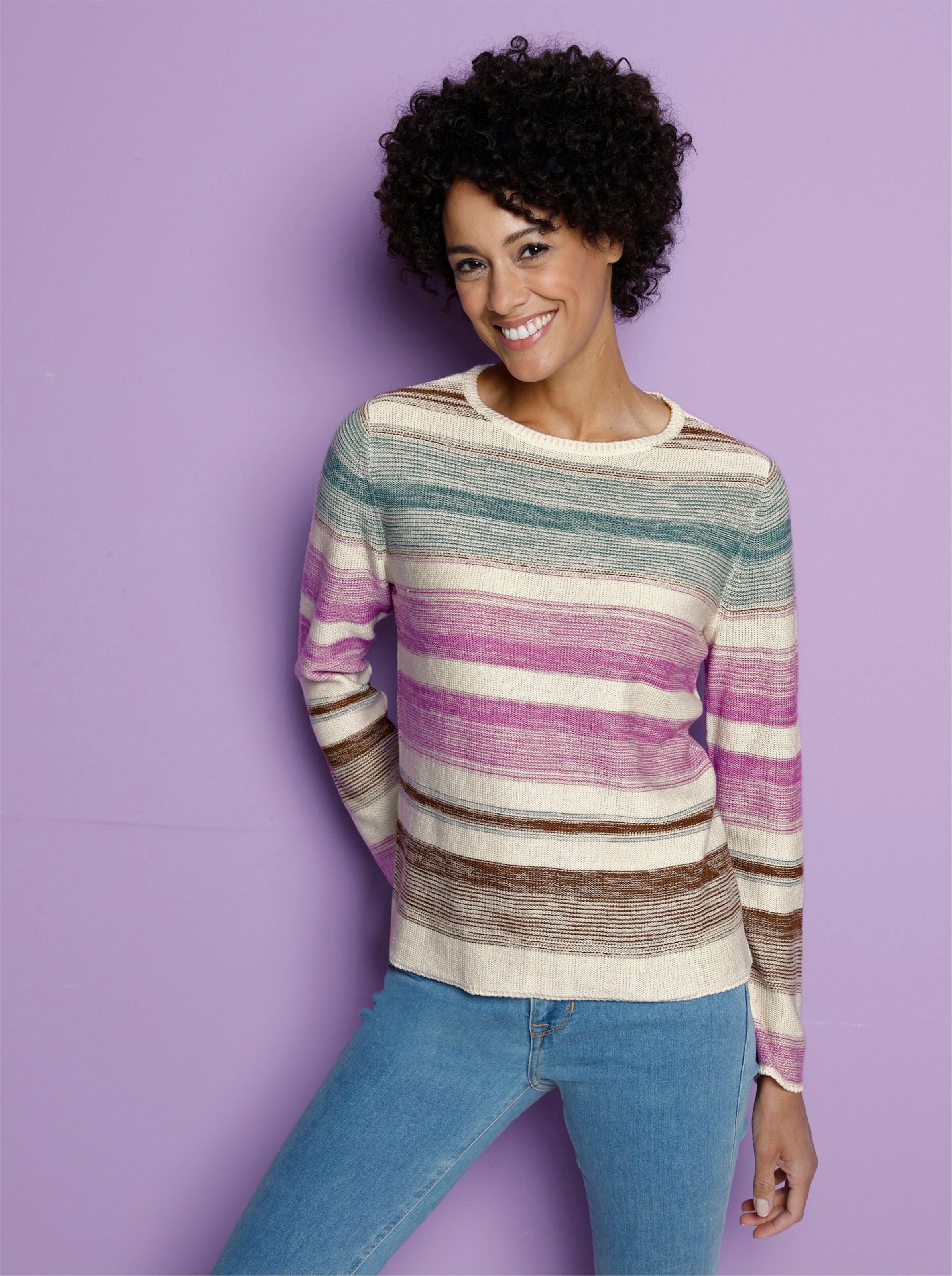 Langarm-Pullover im Linksstrick-Muster