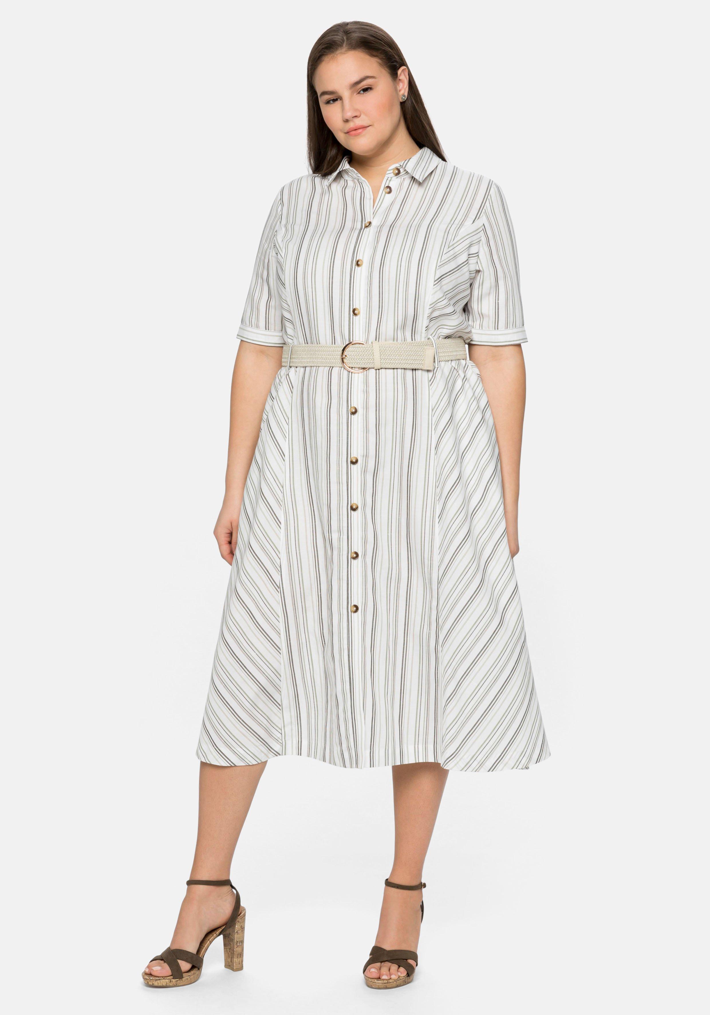 Hemdblusenkleid gestreift, mit Gürtel