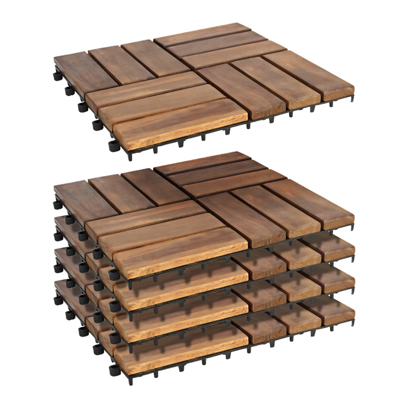 Gulvplater i akasietre 5-pk 30x30 cm 0,45 m²