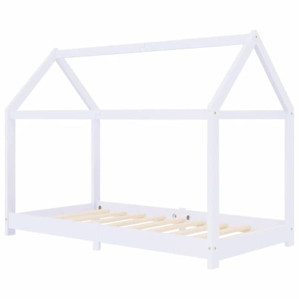 vidaXL Seng/Sengeramme for barn heltre furu hvit 80x160 cm change1