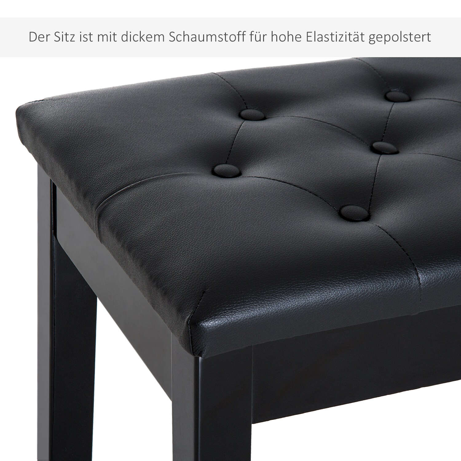 HOMCOM Klavierhocker mit Stauraum schwarz 75 x 35 x 50 cm (LxBxH)