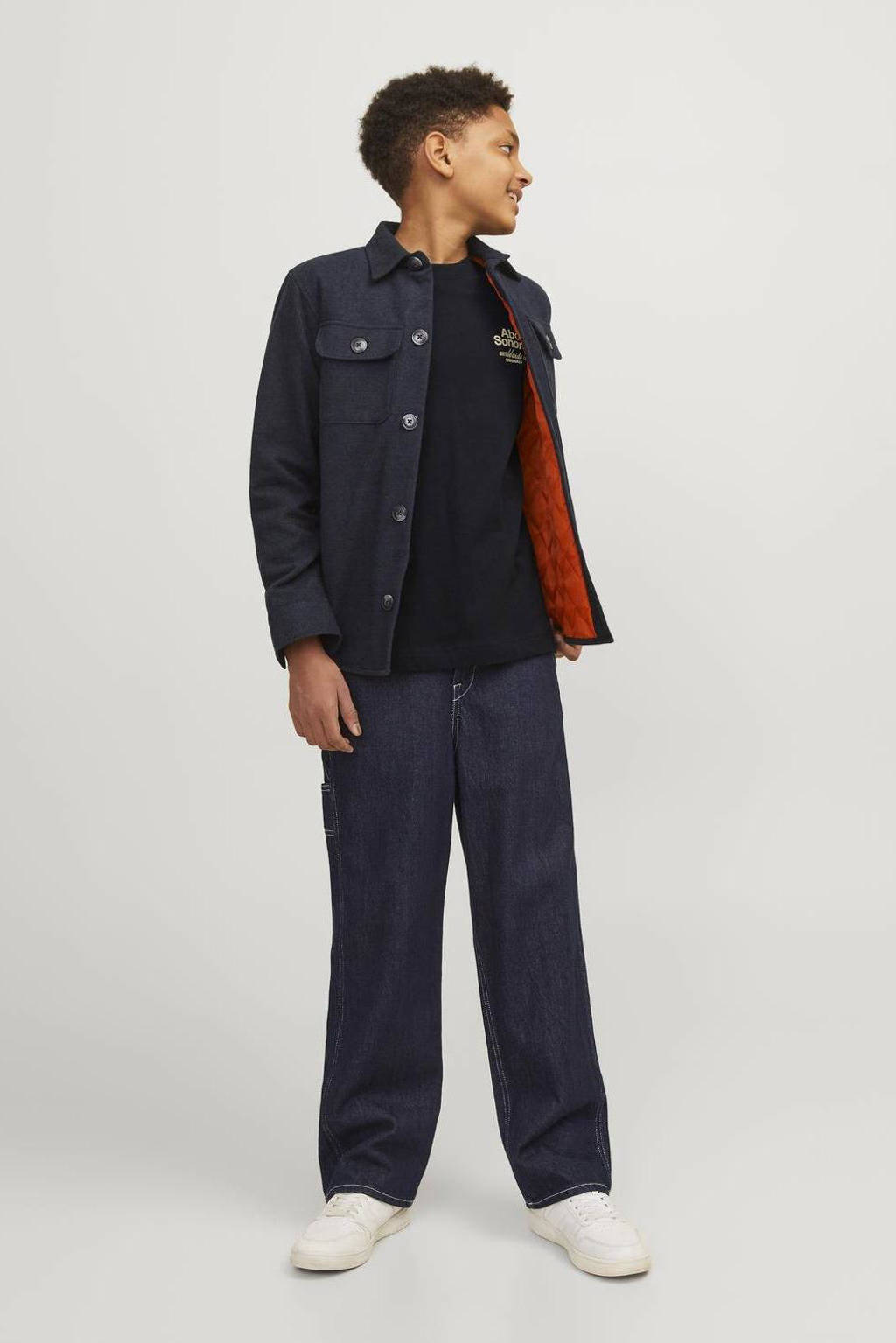 JACK & JONES T-shirt JORCASABLANCA met backprint donkerblauw