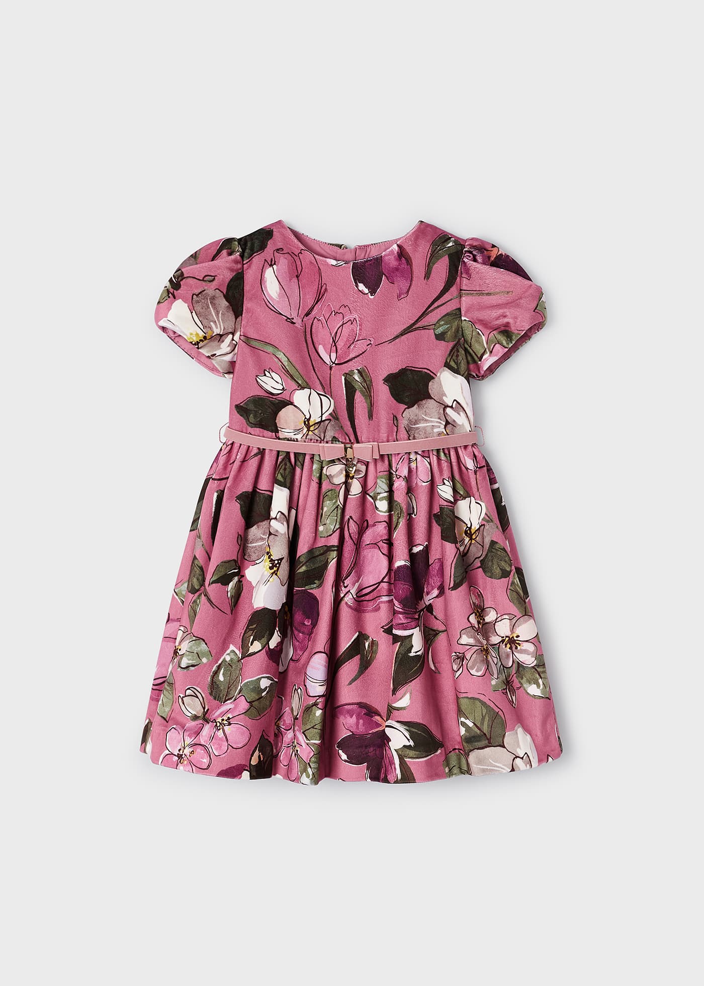 Vestido infantil de veludo estampado