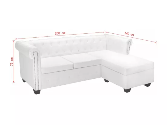 Canapé Chesterfield en forme de L cuir synthétique blanc