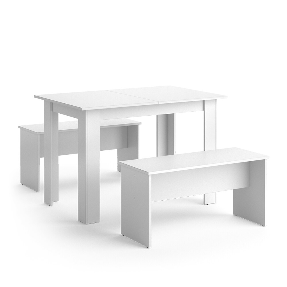 Vicco Tischgruppe Sitzgruppe Esszimmer Sentio Esstisch Sitzbank Weiß 110 cm