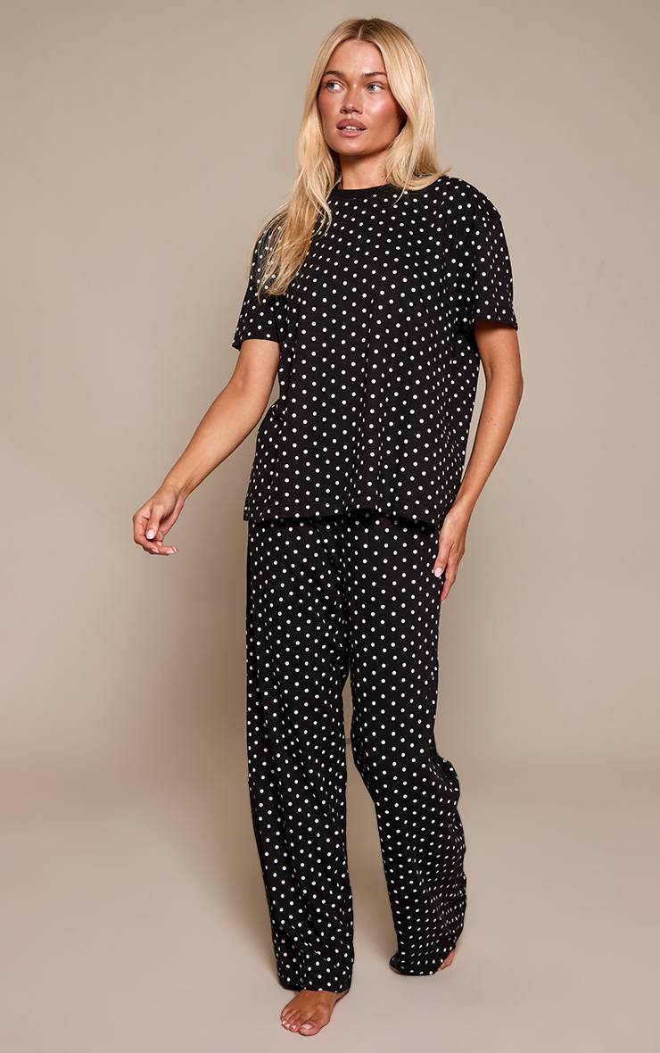 Noir Haut De Pyjama Ample Et Pantalon À Pois