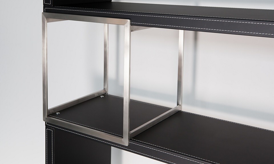 Jet-Line Jet-Line Büromöbel Aktenschrank Pavia Lederoptik Edelstahl Büro Schrank