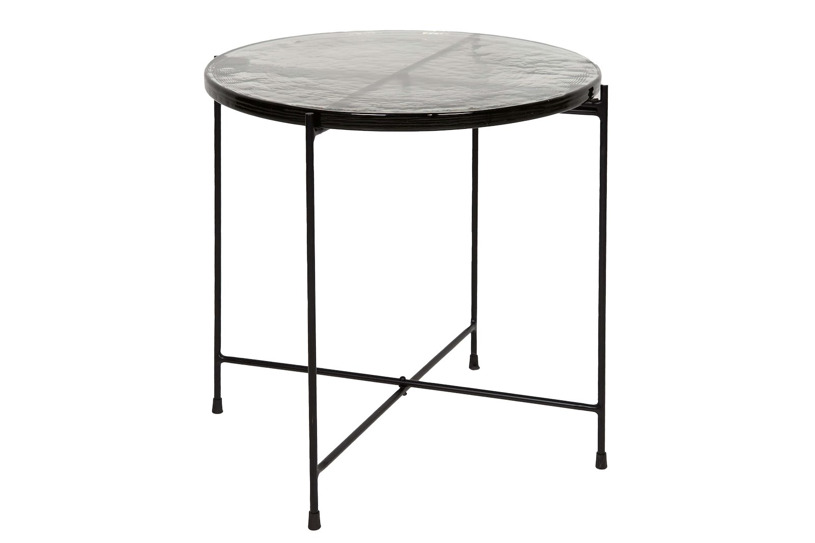 Indi bord Sortlakkert jern og glass Ø50 H50 cm