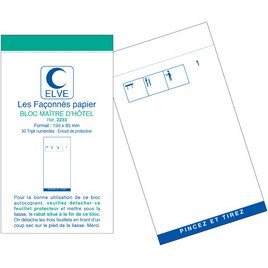 Bloc maître d’hôtel 50 feuillets 50/3 autocopiant Elve - 75x150 mm