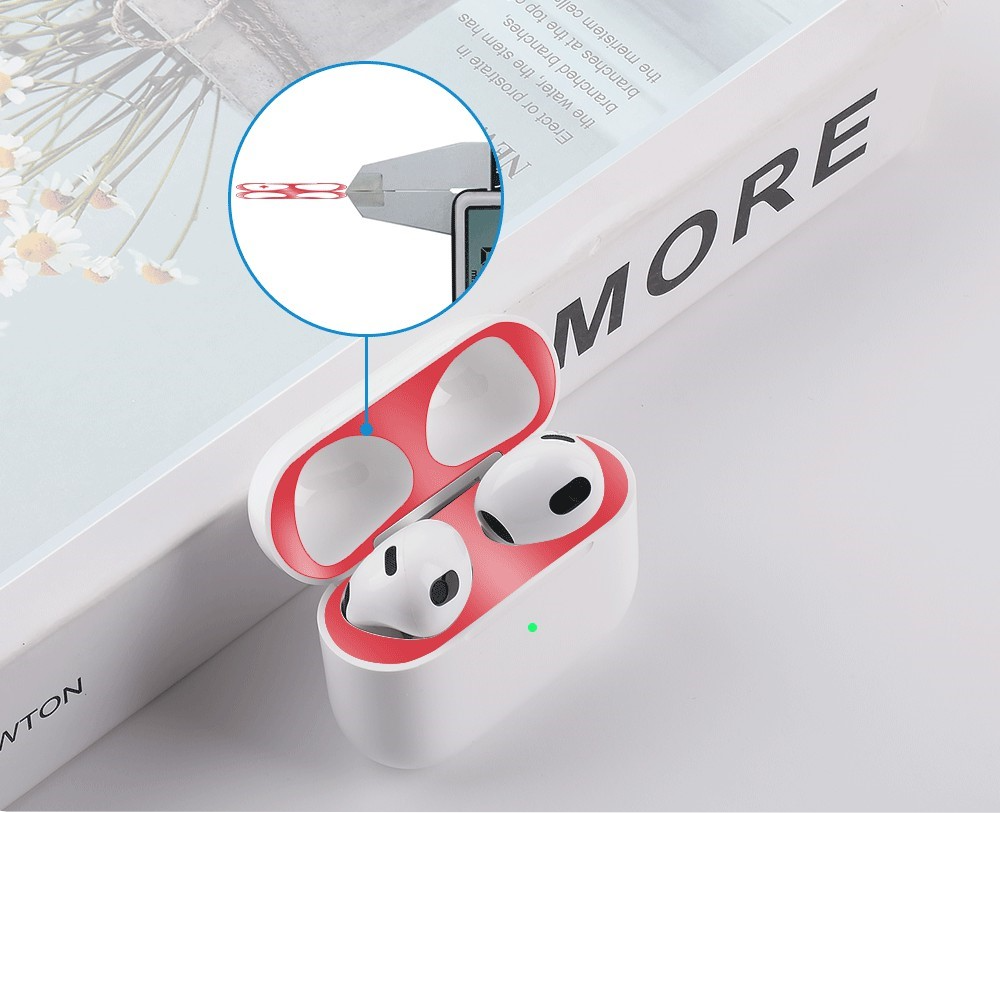 (2-tlg. Set) Apple AirPods (3. Generation) Skin Sticker Staubschutz Klebefolie - Silber