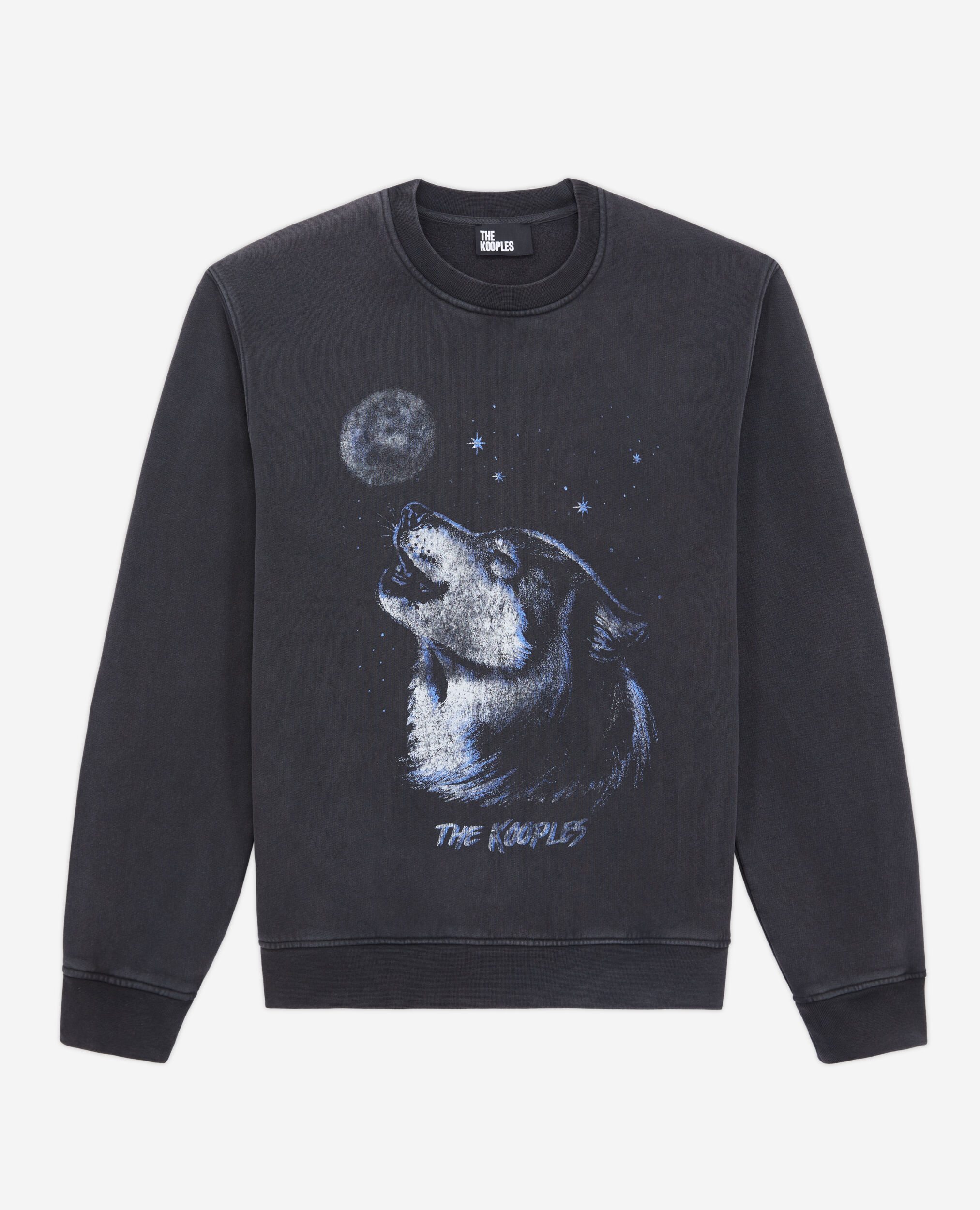 Sweatshirt noir avec sérigraphie Wolf