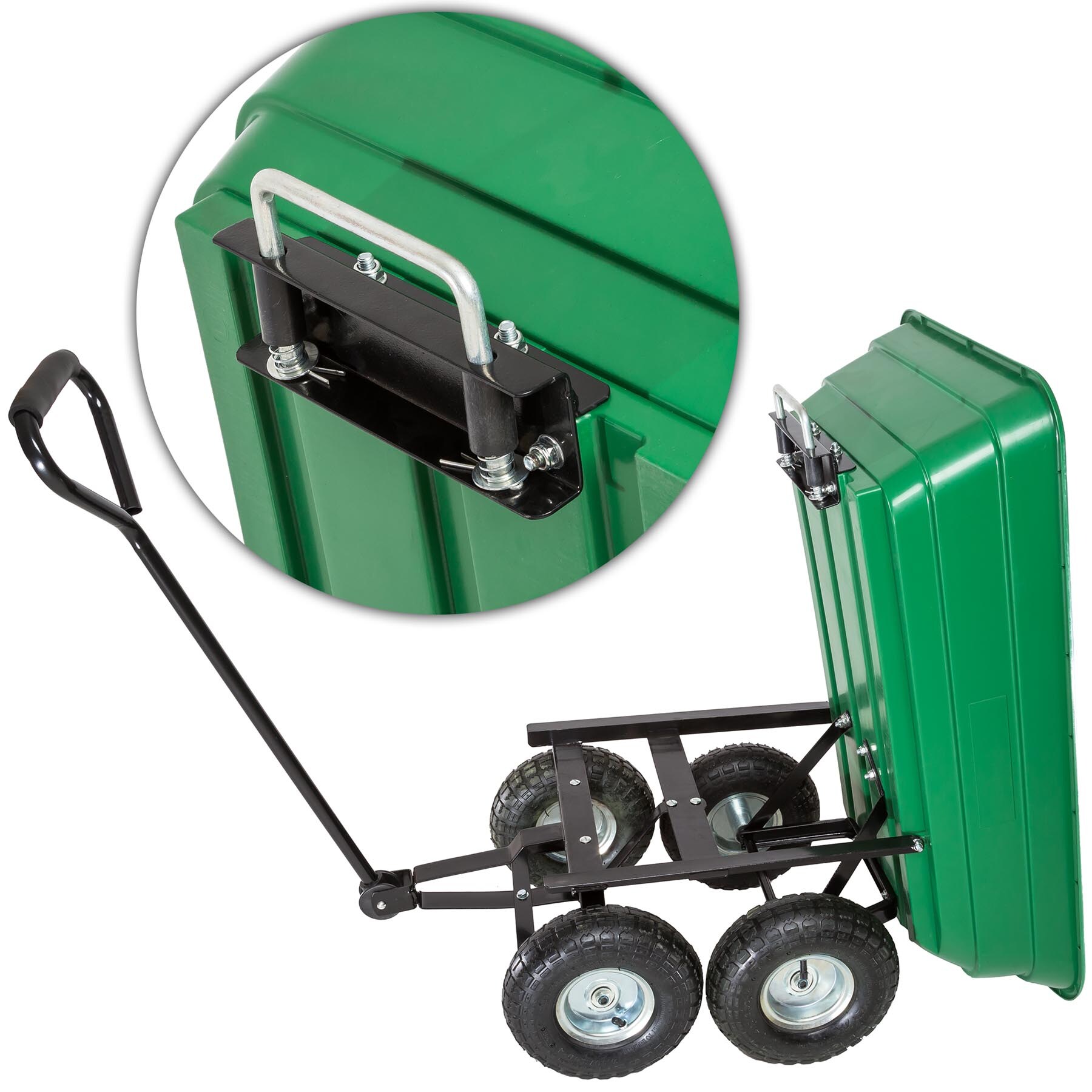 tectake® Bollerwagen, mit Kippfunktion, leichtgängige Lenkachse, Belastbarkeit 300 kg
