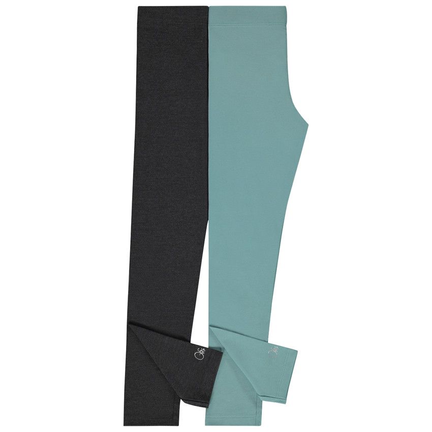 Lot de 2 leggings unis avec foil print pour fille - Gris chiné