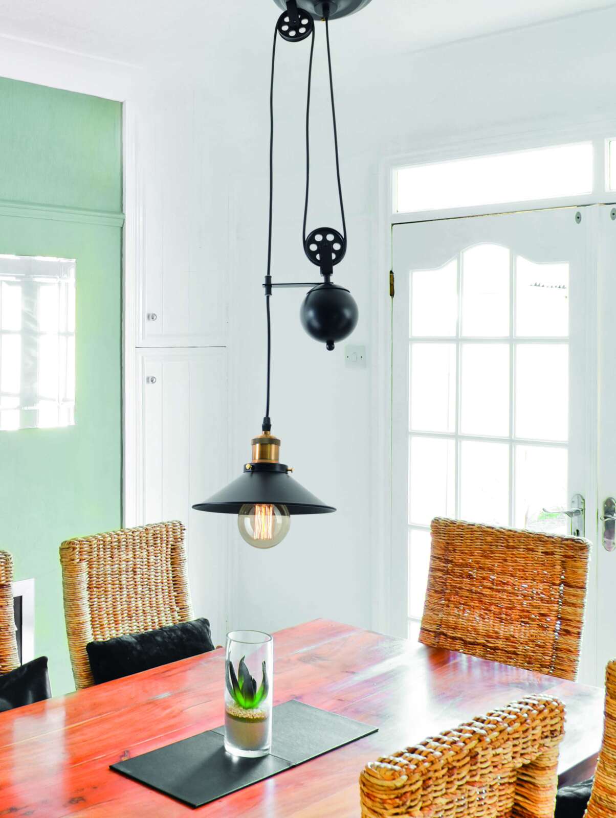 Gegenzug-Pendelleuchte COTTAGE - schwarz - 165 cm