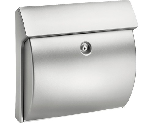 Burg Wächter brievenbus, kunststof, BxHxD 384/375/145 mm, Classico zilver met klep en openingsstop