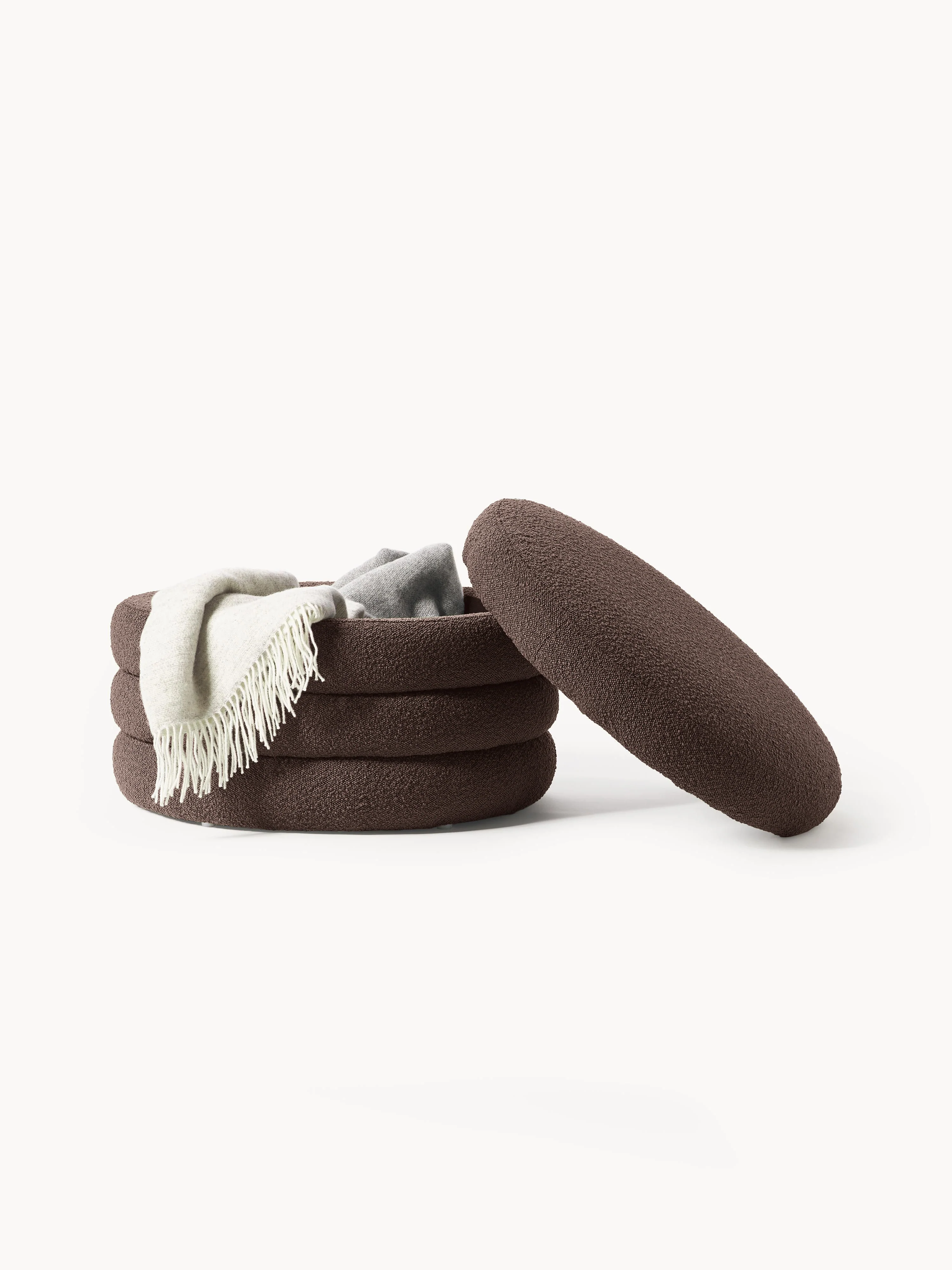 XL bouclé poef Alto met opbergruimte