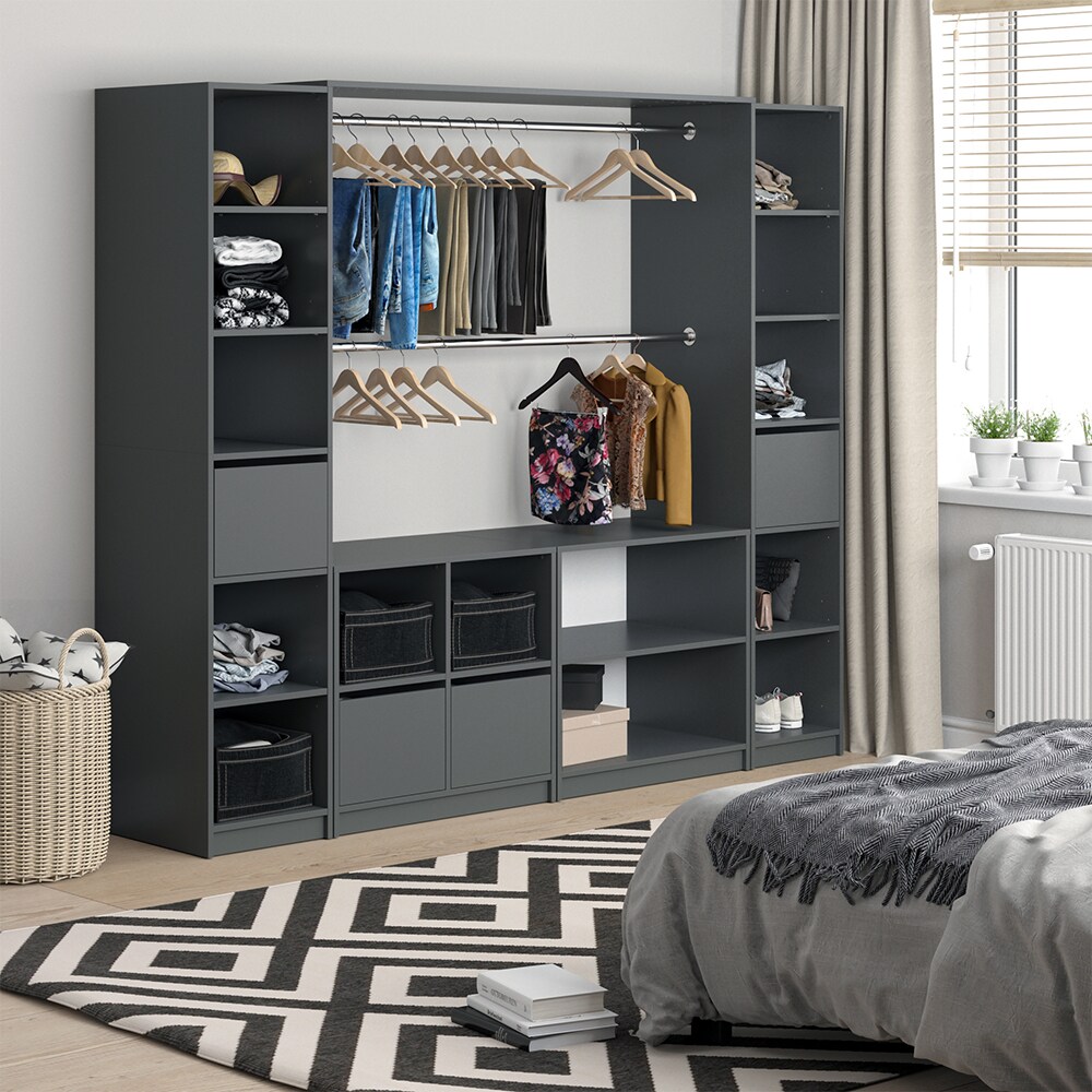 Vicco Kleiderschrank Visit Anthrazit Dielenschrank Flurgarderobe - Offen begehbar (Set XXL)