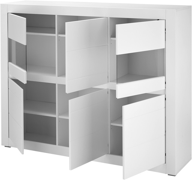 INOSIGN Highboard »Chester, moderne Kommode, Schrank mit Stauraum, Sideboard in Weiss Matt« 1 Stk. tlg. austauschbare Blende in Griffleiste, zeitloses Design, 165 cm breit