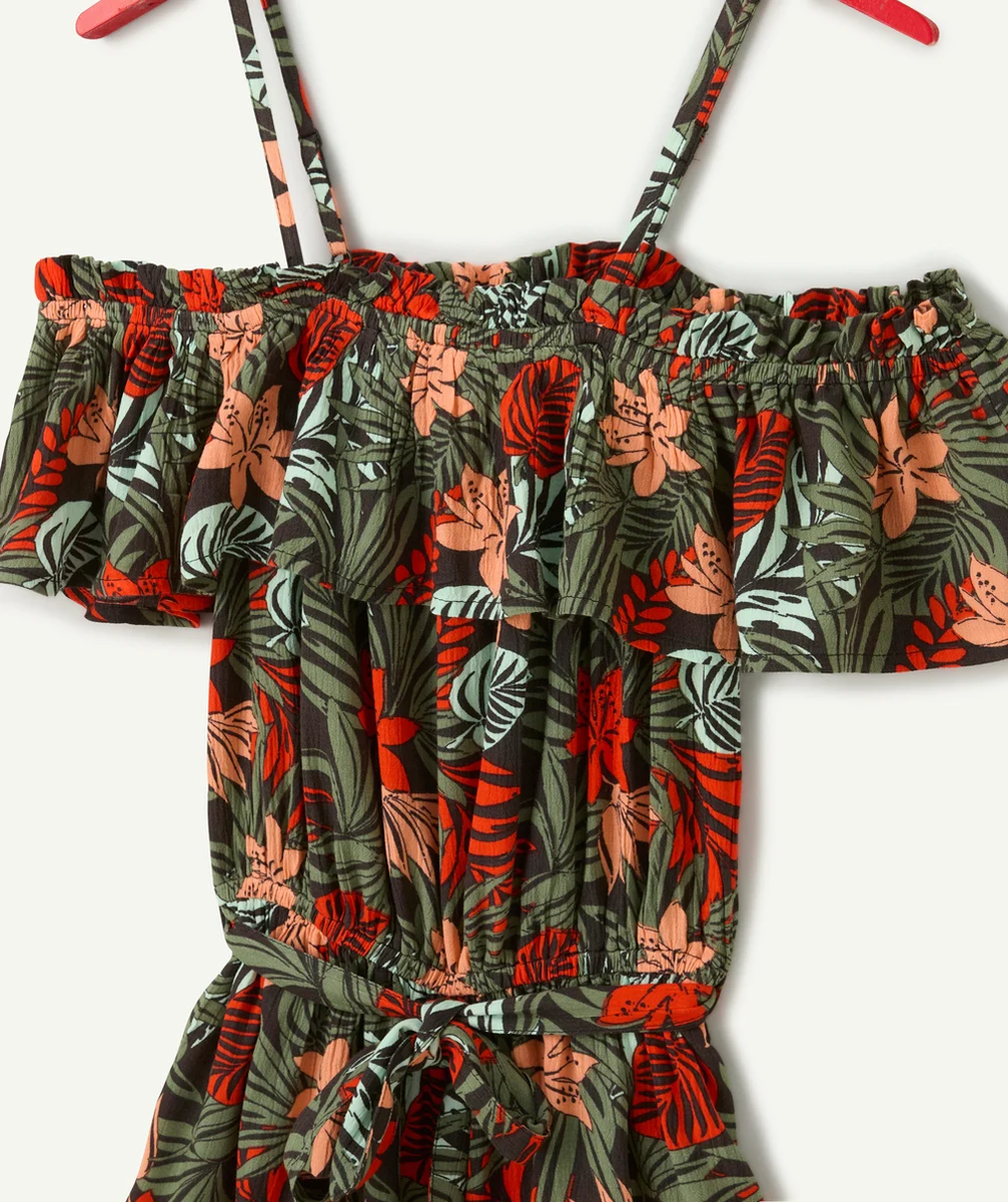 combishort ado en viscose responsable imprimé jungle à volants