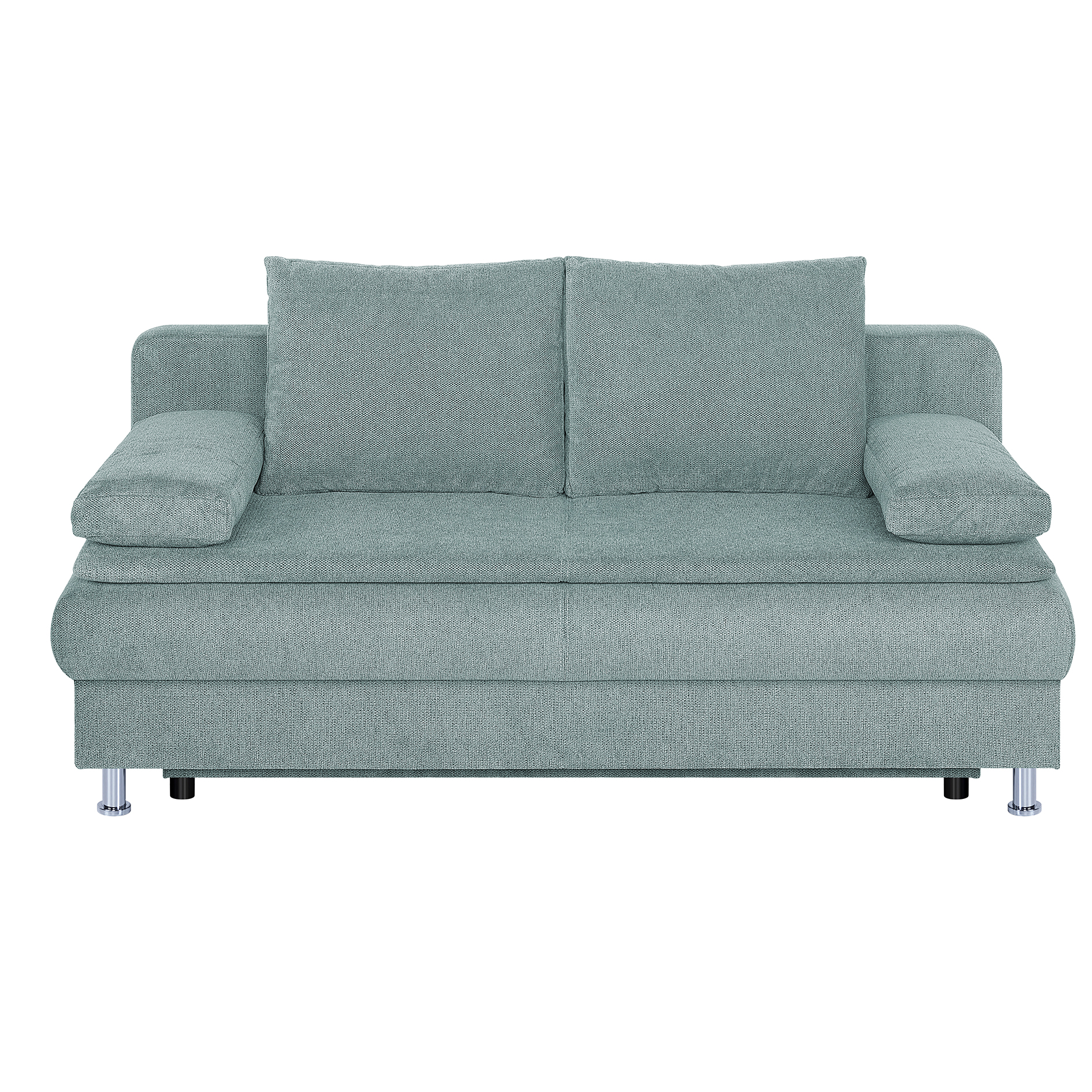 Schlafsofa - eisblau - Staukasten - integrierter Topper