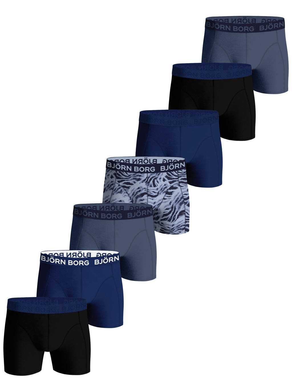 boxershort CORE- set van 7 donkerblauw/blauw