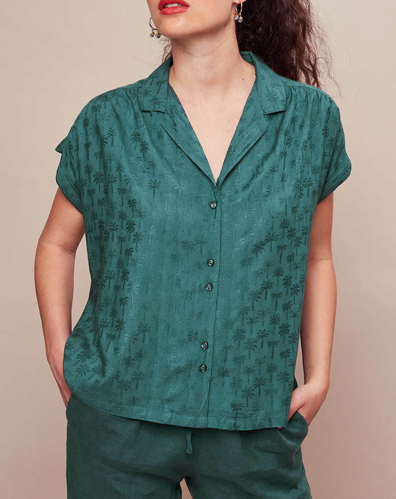 Harris Wilson Blouse Dinais imprimée palmiers paon