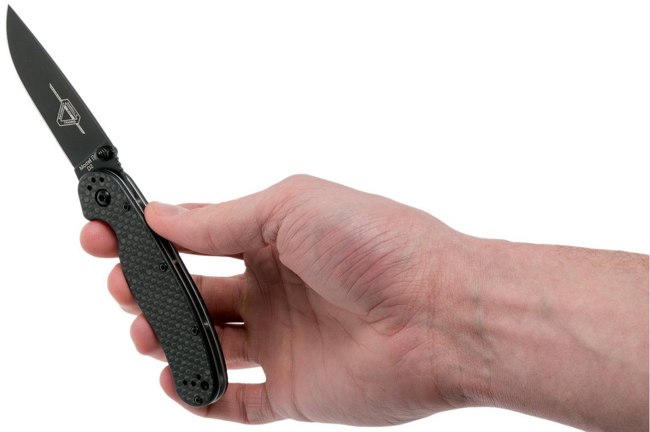 Ontario RAT-2 D2 carbonfiber, plain edge zwart, 8834