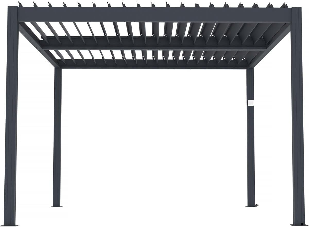 Habitat et Jardin Bioklimatische Pergola Windsor Premium mit LED aus Aluminium 3 x 4 m - Grau