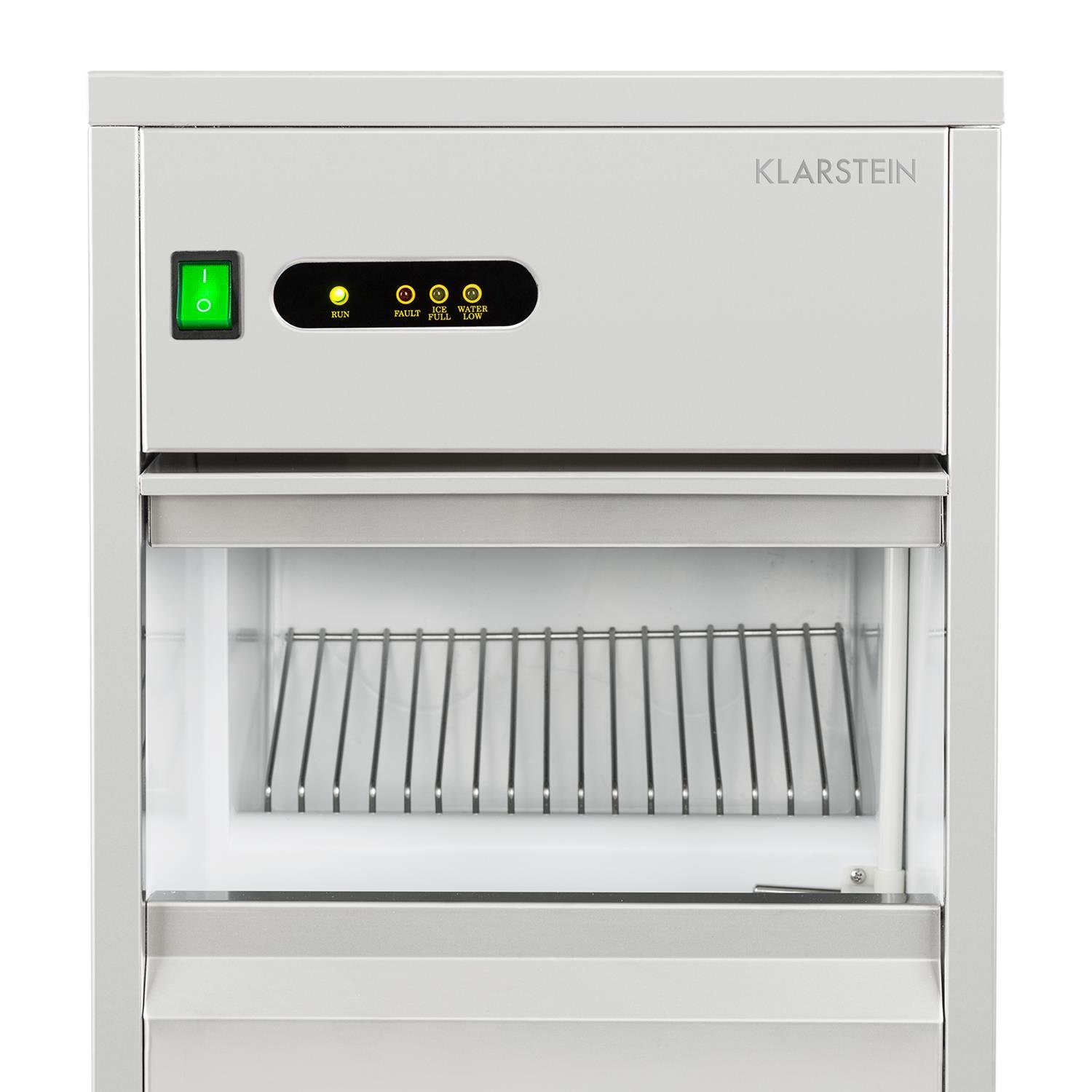 Klarstein Eiswürfelmaschine, Profi Ice Maker, Eiswürfelbereiter für Klare Eiswürfel, Eiswürfelmaschine für Gastro & Zuhause, Leise Eiswürfelmaschine Groß mit Eiswürfelbehälter, 145W, 20 kg/Tag, Silber