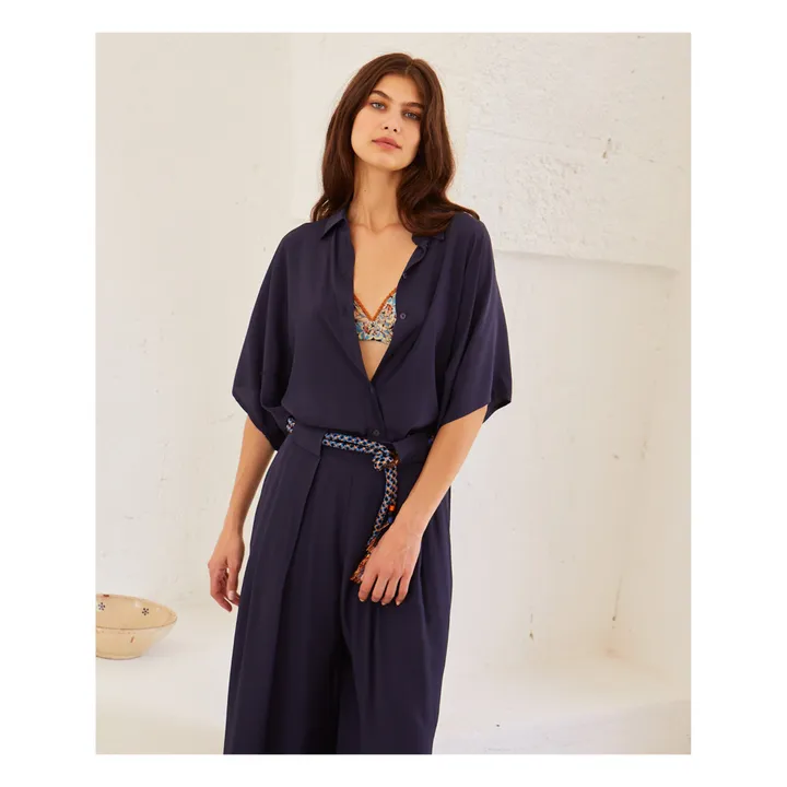 Momoni Chemise Brooklyn Soie | Bleu nuit